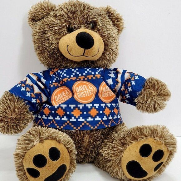 Dave And Busters Brown Bear 16" Plush Toy Orange & - Picture 1 of 9